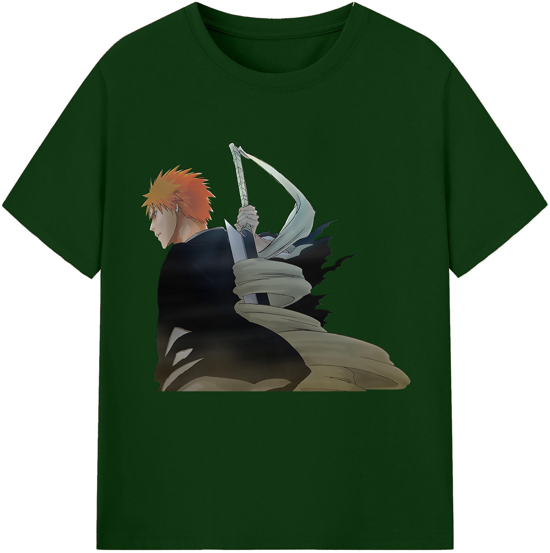 （画像用） ブリーチ 黒崎一護（くろさき いちご）BLEACH Kurosaki Ichigo 綿100％半袖Tシャツ（フロントプリント）